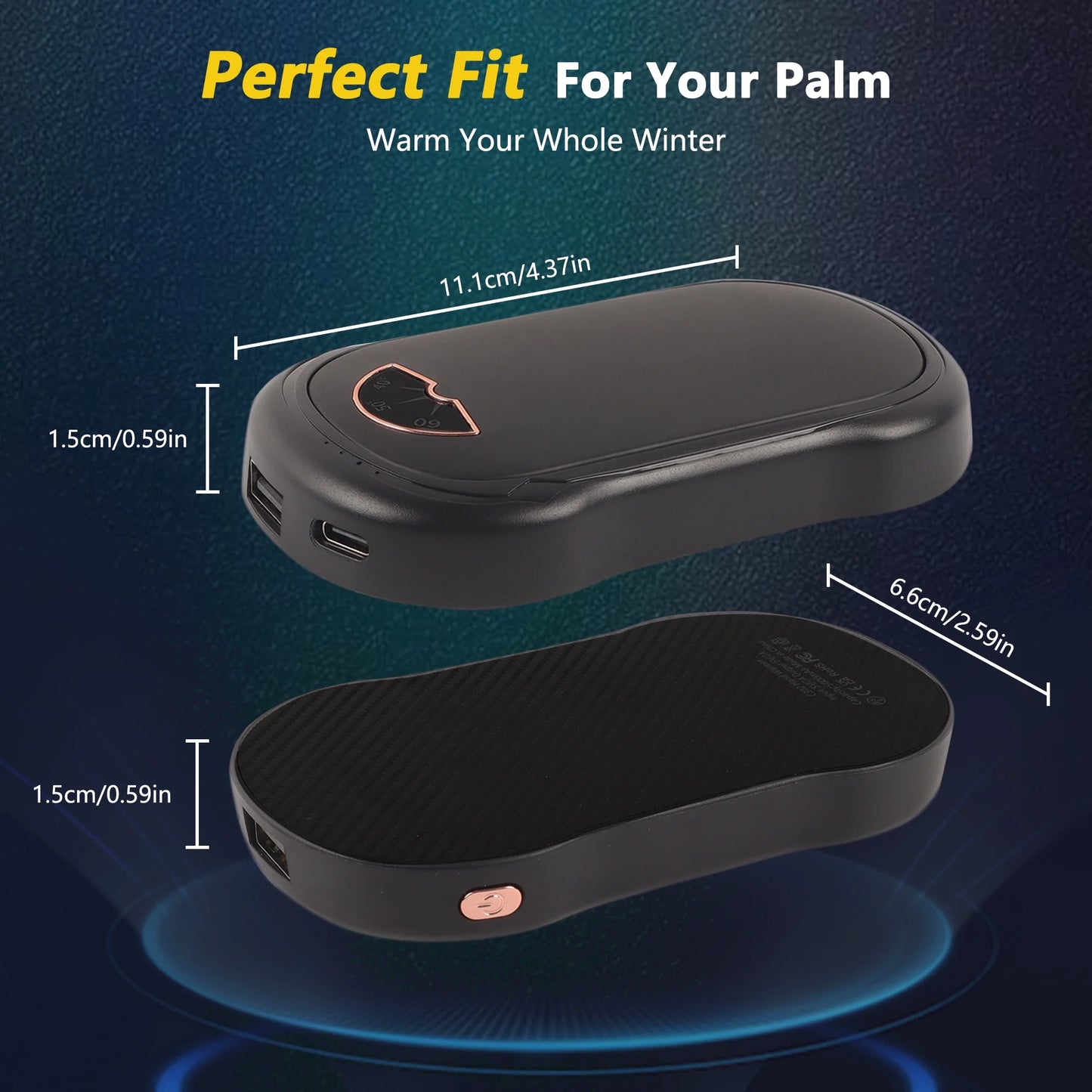 Hand Warmers Rechargeable,2 Pack 10000mAh Electric Hand Warmer,2 in 1 Portable Pocket Heater and Power Bank,3 Levels Long Lasting Reusable Handwarmer for Outdoors Camping,Hunting,Golf