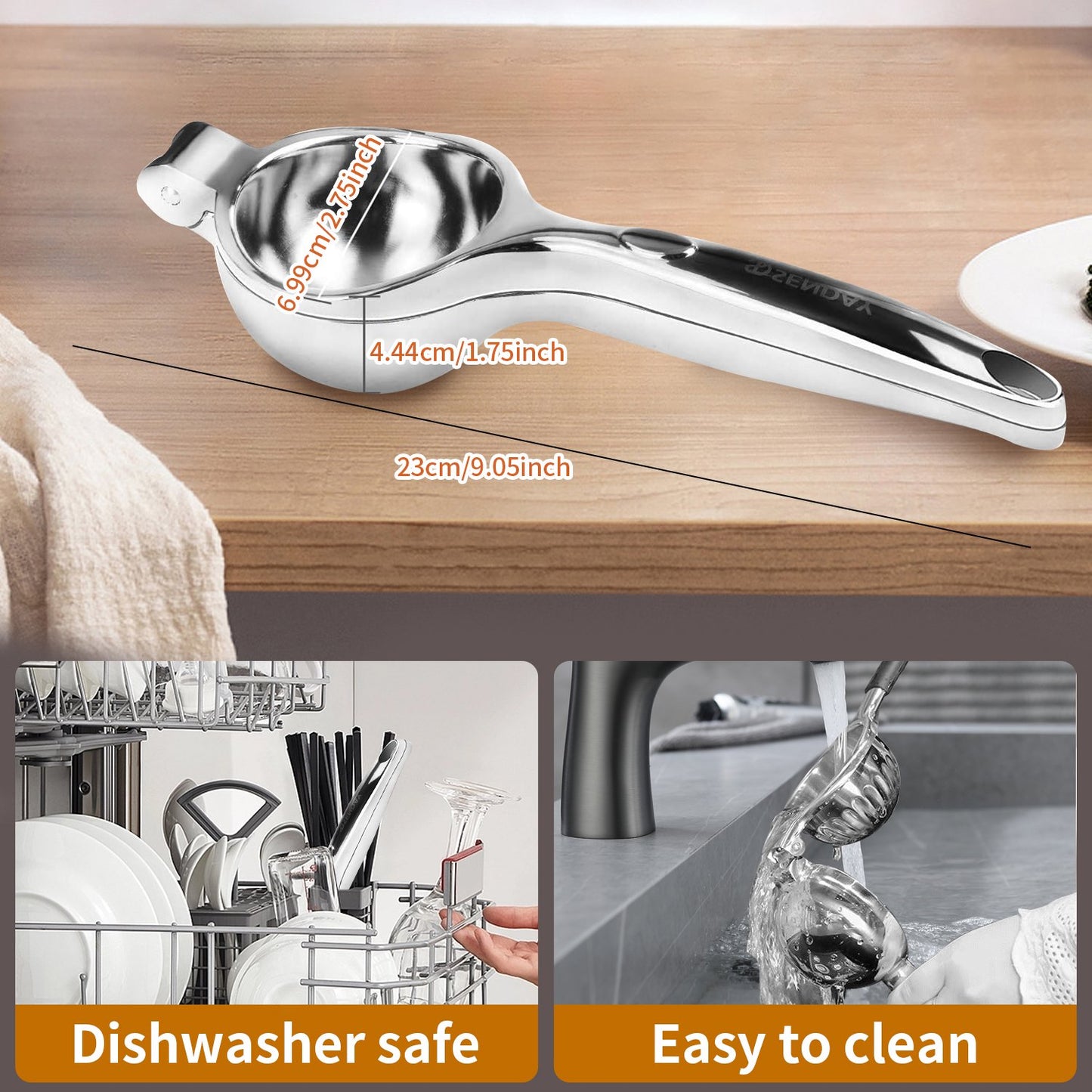 Lemon Squeezer Stainless Steel Citrus Press - Large Heavy Duty Fruit Squeezer for Drinks - Rust-proof Non-Slip Manual Hand Juicer Is Ideal for Juicing Lemons,Limes,Small Oranges