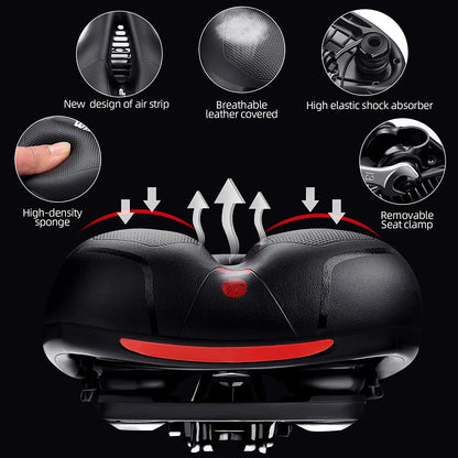 Bike Seat Cushion, Comfort Bike Saddle Mountain Bicycle Accessories for Men Women,Soft Wide bicycle seat Cushion Dual Shock Absorbing with Reflective for Exercise,Mountain Bikes