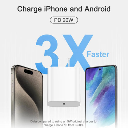 for iPhone16 15 Charger, 3 Pack 20W USB-C Fast Wall Charger With 6ft C to C Cable Compatible for iPhone 16/16 Pro/16 Pro Max/16 Plus/15 Series/iPad Air/iPad Pro and More