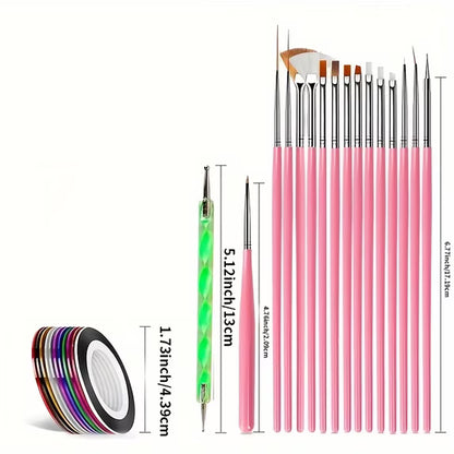 73PCS Nail Art Brushes Set,Nail Art Tools Kit,Nail Supplies with Nail Art Pens,Nail Dotting Tool,Nail Rhinestones,Nail Foil,Dust Brush,Butterfly Nail Art Sequins,Nail Stickers for Nail Art