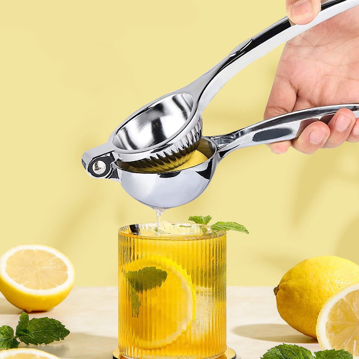 Lemon Squeezer Stainless Steel Citrus Press - Large Heavy Duty Fruit Squeezer for Drinks - Rust-proof Non-Slip Manual Hand Juicer Is Ideal for Juicing Lemons,Limes,Small Oranges