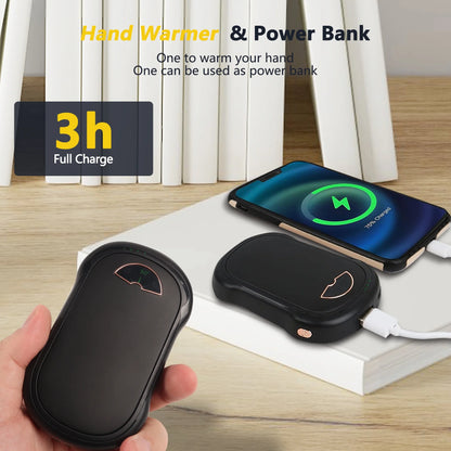 Hand Warmers Rechargeable,2 Pack 10000mAh Electric Hand Warmer,2 in 1 Portable Pocket Heater and Power Bank,3 Levels Long Lasting Reusable Handwarmer for Outdoors Camping,Hunting,Golf