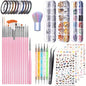 73PCS Nail Art Brushes Set,Nail Art Tools Kit,Nail Supplies with Nail Art Pens,Nail Dotting Tool,Nail Rhinestones,Nail Foil,Dust Brush,Butterfly Nail Art Sequins,Nail Stickers for Nail Art