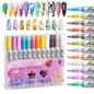Nail Art Pens 12 Colors, 0.7mm Nail Polish Pens Set Nail Art Markers & Nail Art Kit, Quick Drying Waterproof Acrylic Paint Markers for Nail Art Design,Dotting,Liner,DIY Manicure Tools