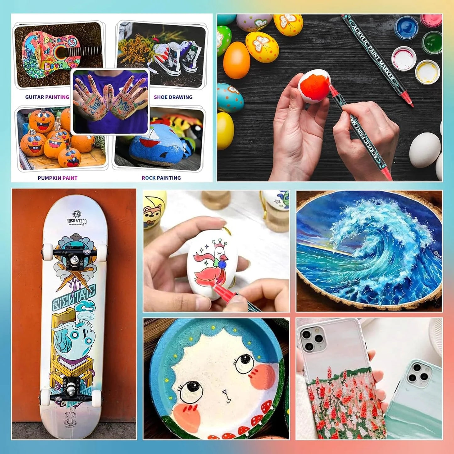 Acrylic Paint Markers, 36 Colors Dual Tip Acrylic Paint Pens for Wood, Canvas, Stone, Rock Painting, Glass, Ceramic Surfaces, DIY Crafts Making, 36 Dual Tip Acrylic Markers