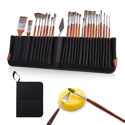 Paint Brushes for Acrylic Painting,ASOVNXF 26PCS Professional Nylon Hair Artist Paint Brush Set with Flat,Filbert,Fan,Dagger,Round,Cat Tongue,Palette Knife for Acrylic,Watercolor,Oil Painting