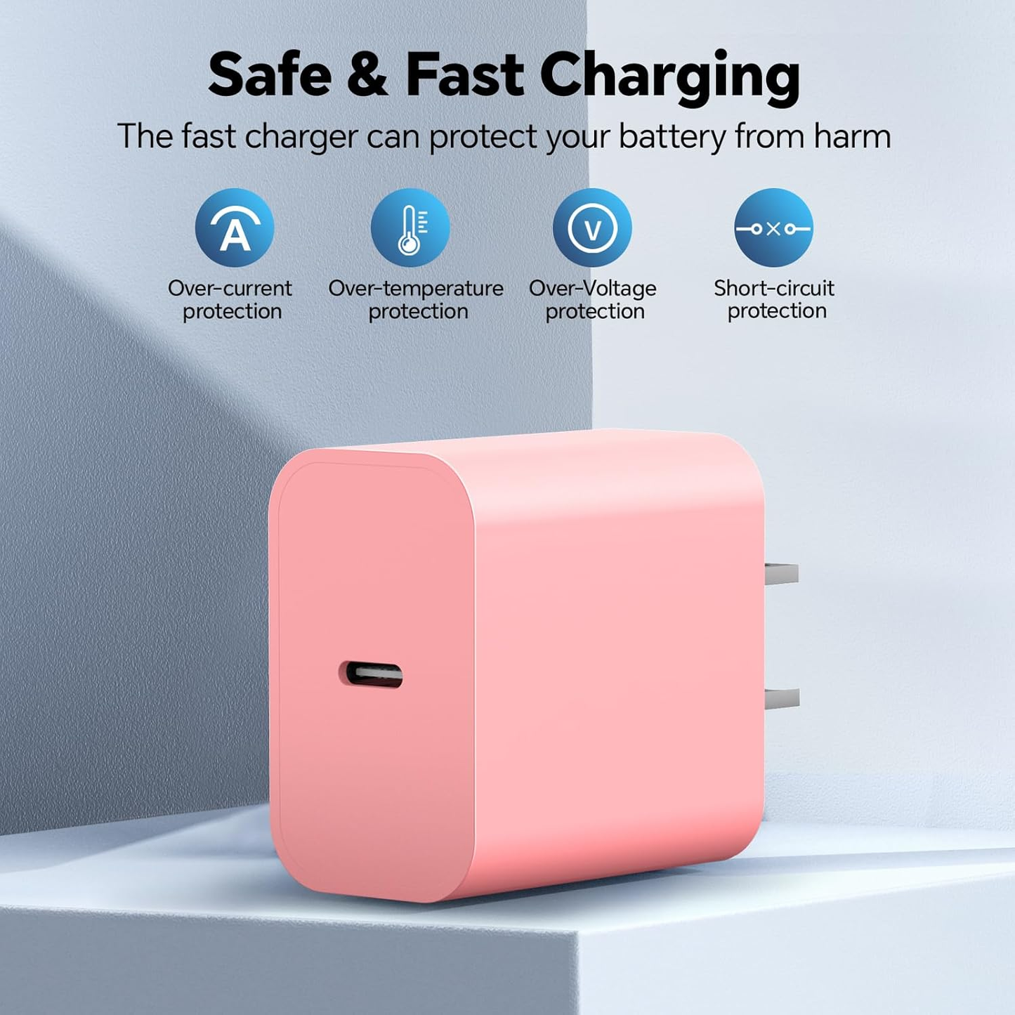 ASOVNXF Charger for iPhone 16 15 Charger, 2 Pack 6FT Long USB C to C Cable with PD 20W Fast Charger for iPhone 15/16 Series, Pad Pro/Air/Samsung, Pink
