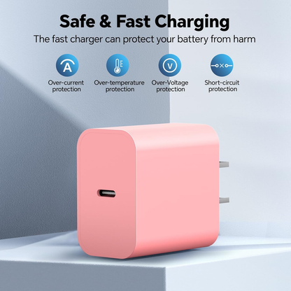 ASOVNXF Charger for iPhone 16 15 Charger, 2 Pack 6FT Long USB C to C Cable with PD 20W Fast Charger for iPhone 15/16 Series, Pad Pro/Air/Samsung, Pink