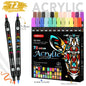 Acrylic Paint Markers,36 Pack 72 Colors Dual Tip Dual Color Acrylic Markers for Stone, Rock Painting, Paper, Pumpkin, Wood,Egg,Canvas,Ceramic,Fabric, leather,Glass,DIY Crafts,Acrylic Paint pens