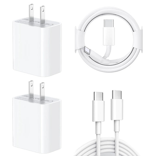 USB C Charger Fast Charging for iPhone 16 15 - 2Pack 20W PD USB C Wall Charger with 6FT Fast Charging Cable Compatible iPad Air 5th/4th, iPad Pro 12.9/11 inch, iPad 10th, iPhone 16 Pro Max/Plus