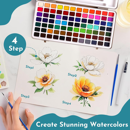 Watercolor Paint Set 128 Colors, Water Colors Paint Adult Set with&nbsp; Brushes - Watercolor Paints, Painting Sets, Art Supplies for Adults, Artists Professionals,Sketch Coloring Drawing Gifts